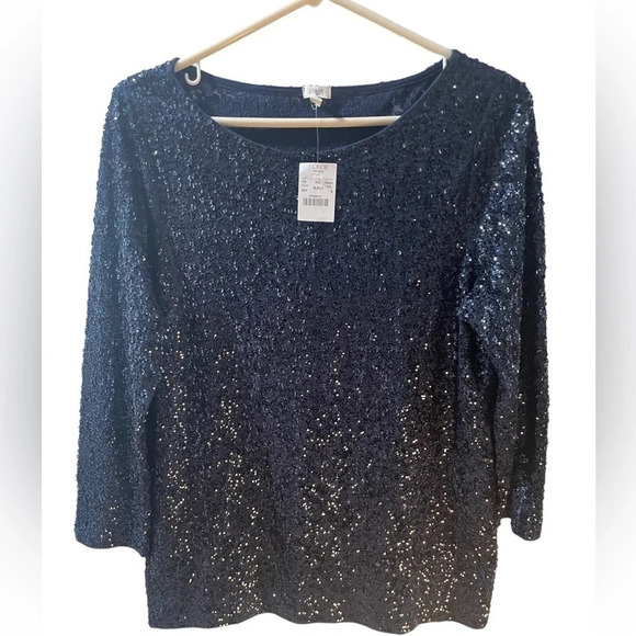 Nwt. J. Crew Factory Sequin Top 100% Cotton - Picture 1 of 4